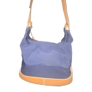 Authentic Loewe Blue and Tan Shoulder Bag With Interior Pouch